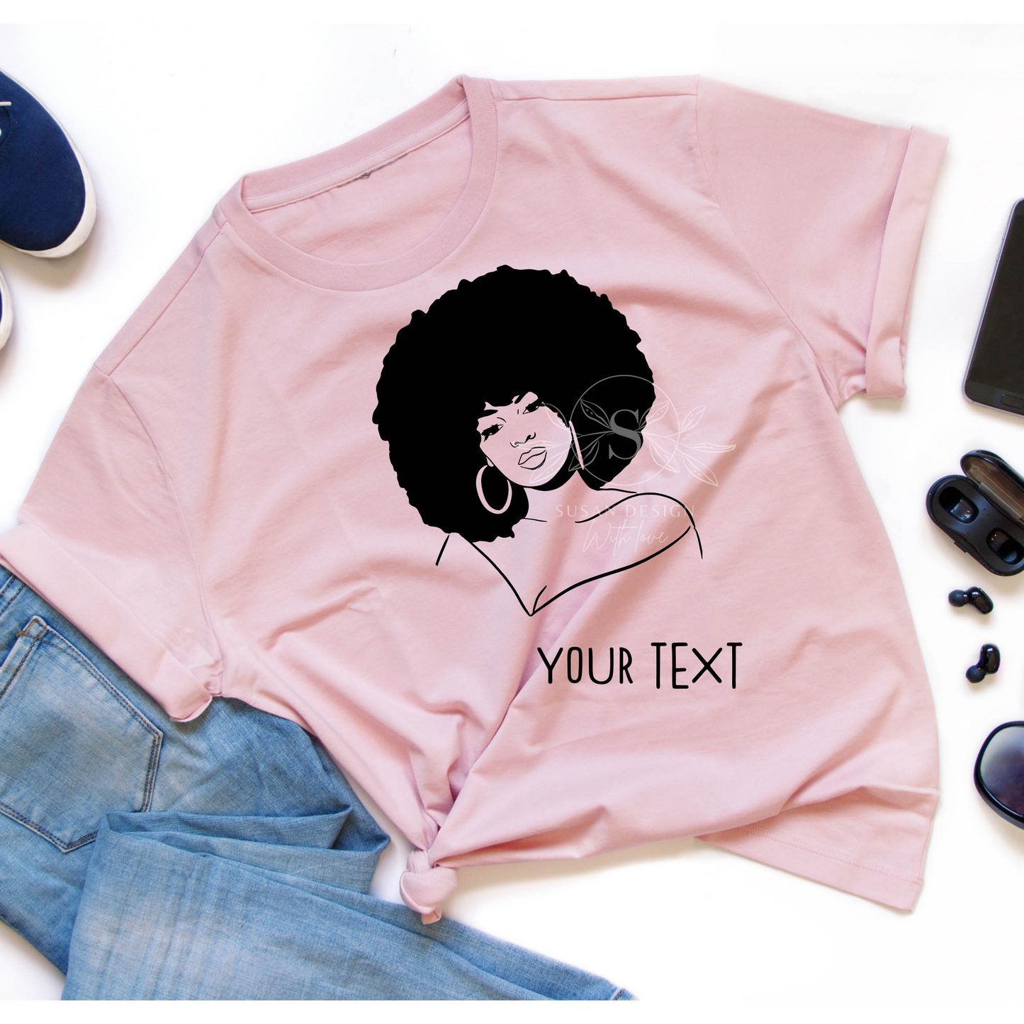 Afro Woman Puff Hair SVG files for Cricut design for Tshirt