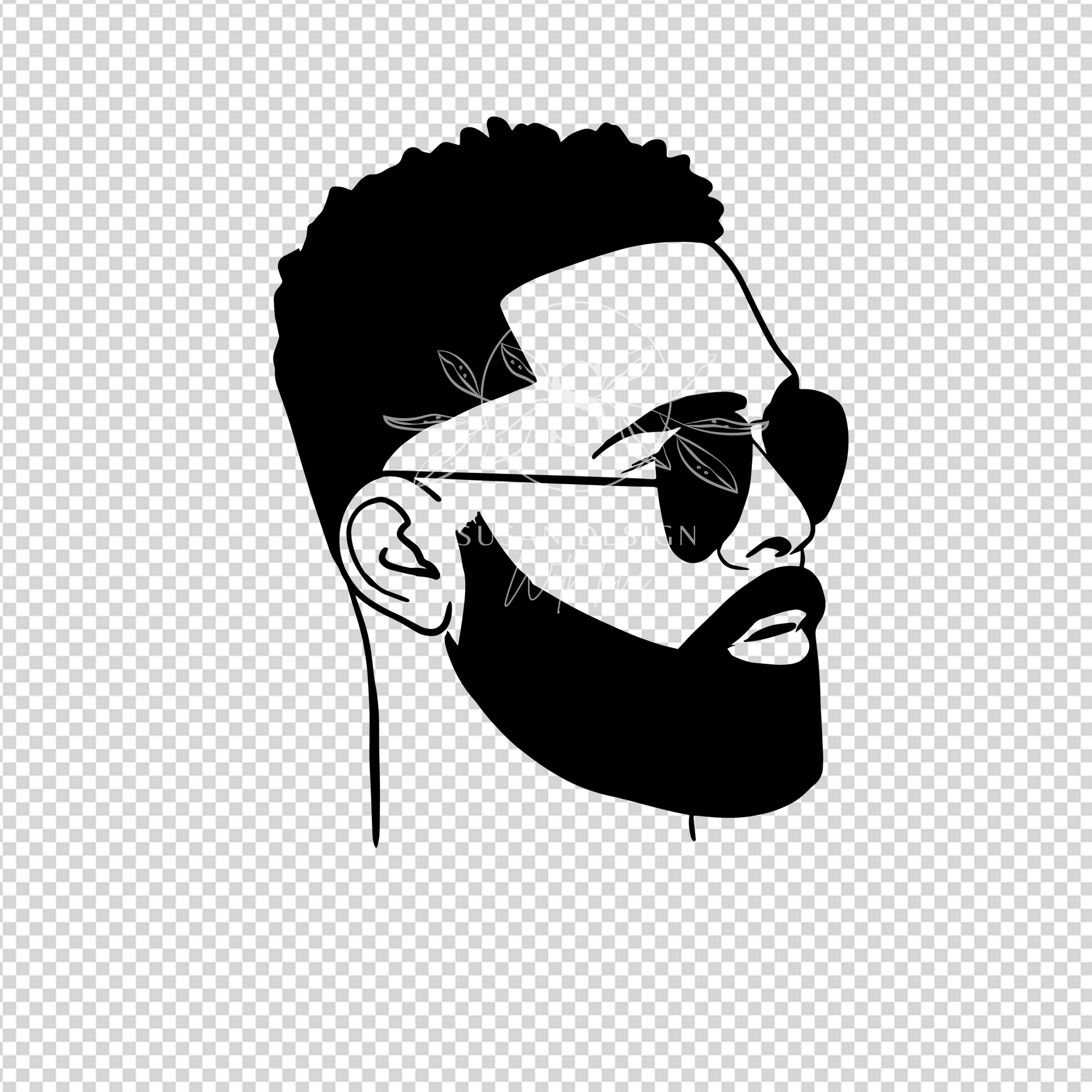 Black Man with Beard Sunglass SVG PNG sublimation