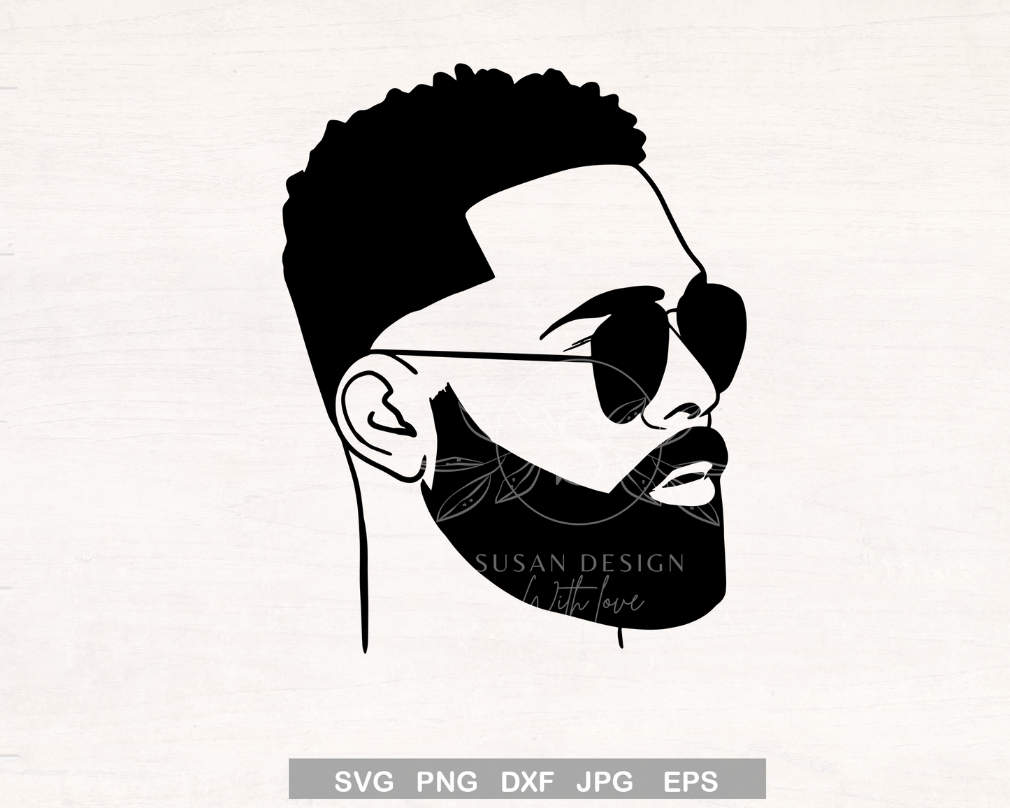 Black Man with Beard Sunglass SVG