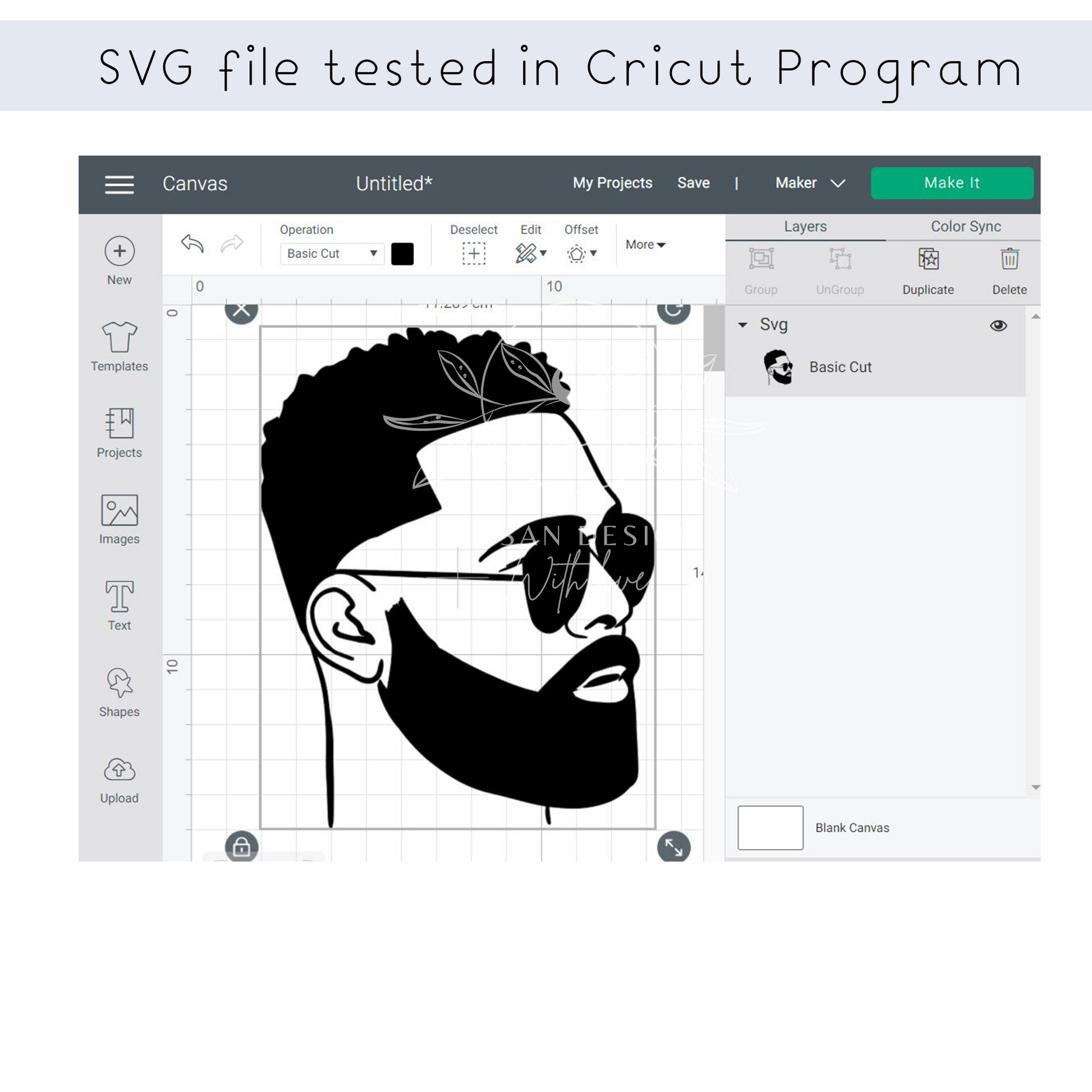 Black Man with Beard Sunglass SVG files for Cricut