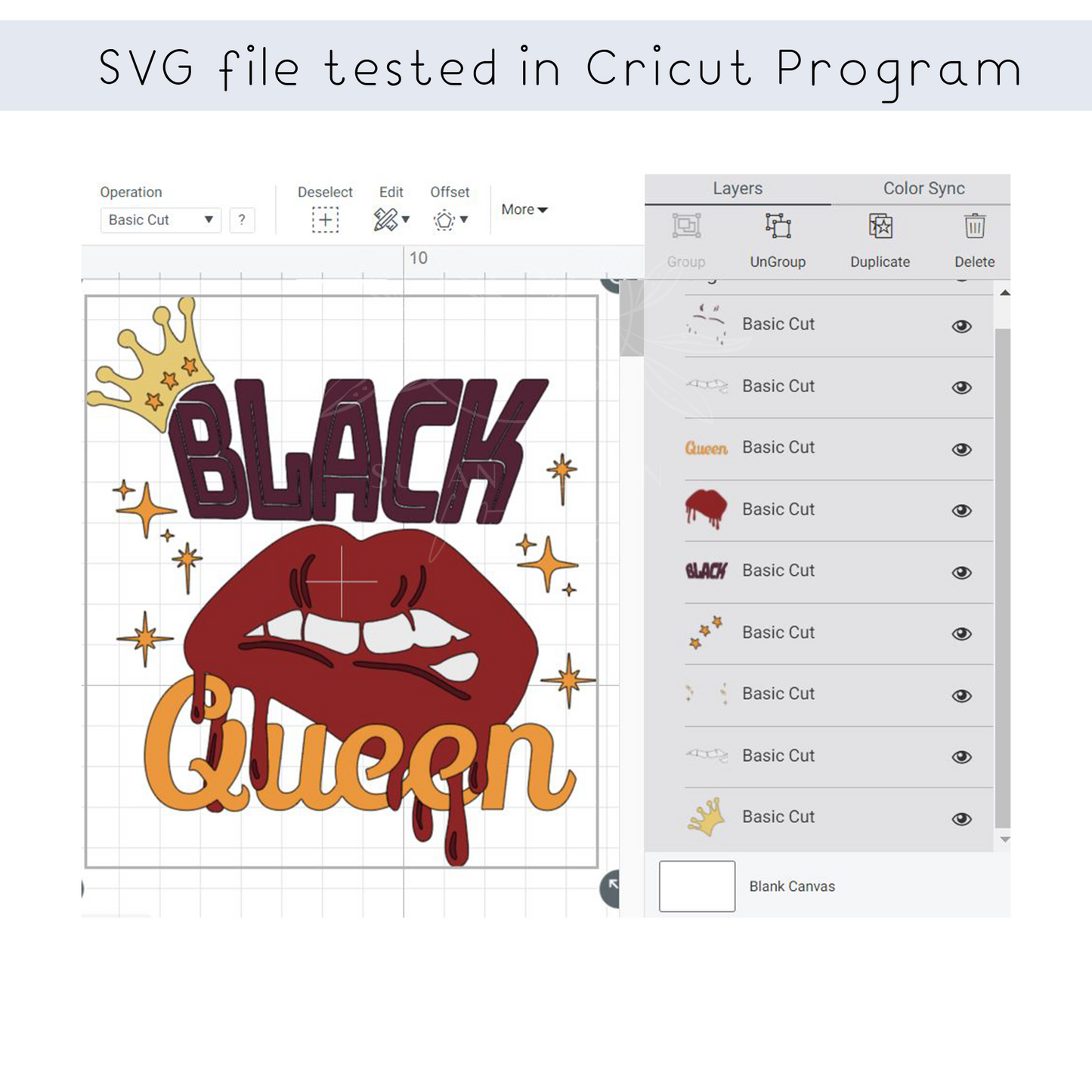 Black Queen Lip Dripping SVG file for Cricut shirt design