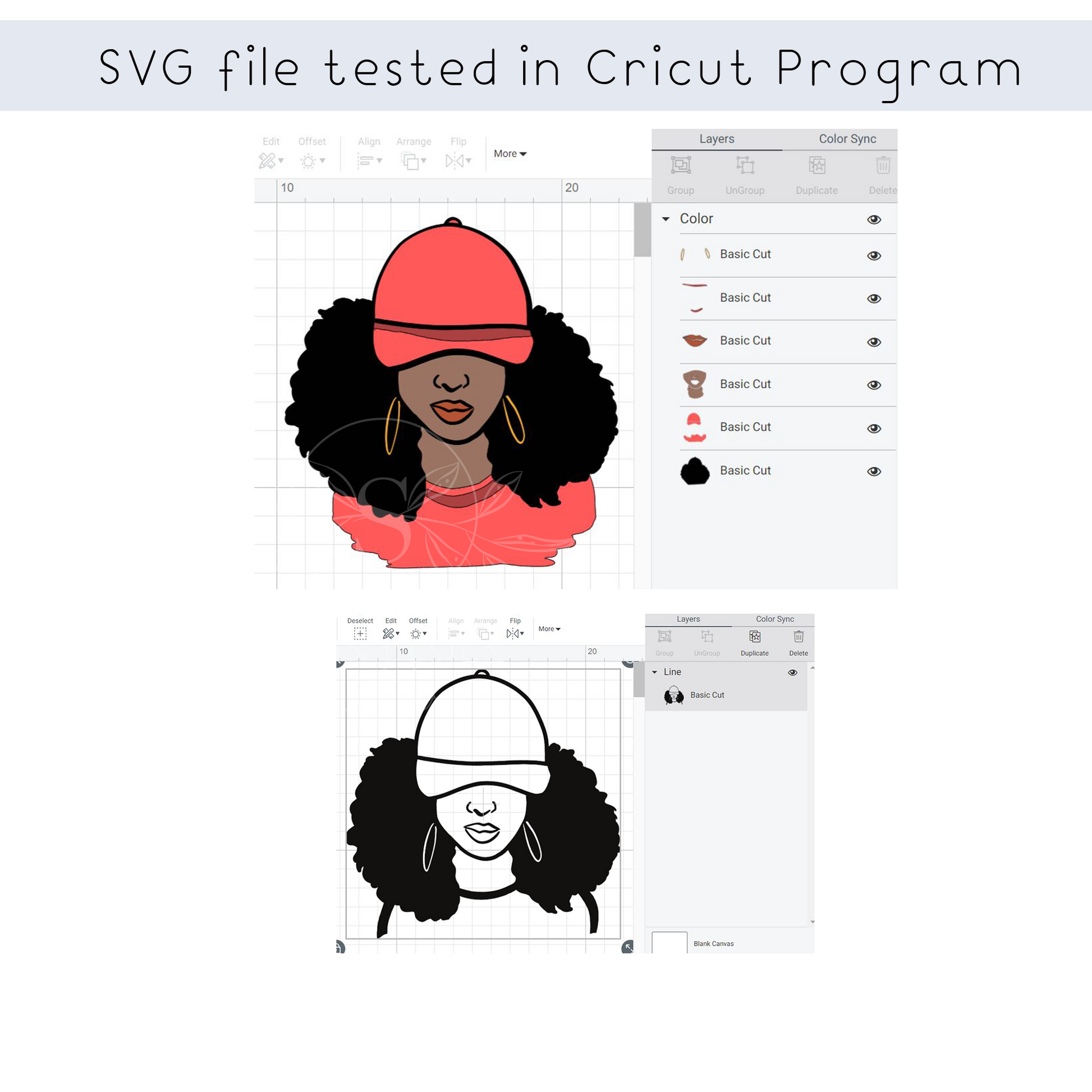 Afro Woman Sport Cap SVG file for Cricut