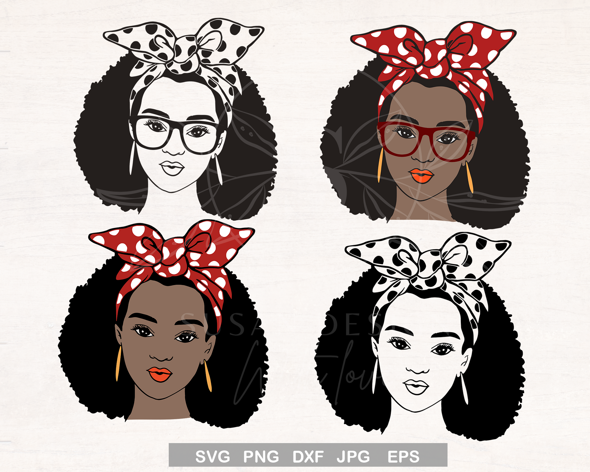 African American Girl with Headwrap SVG Bundle file for Cricut PNG clipart