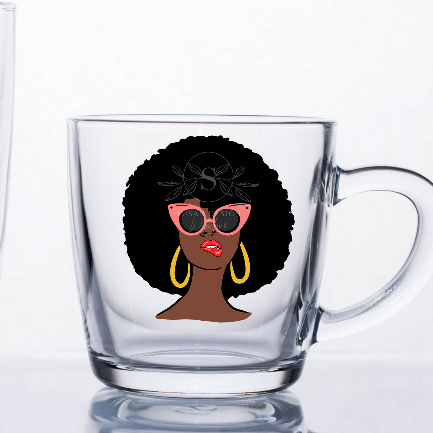 Afro Woman Sunglasses Biting Lip SVG design for Black woman and African American