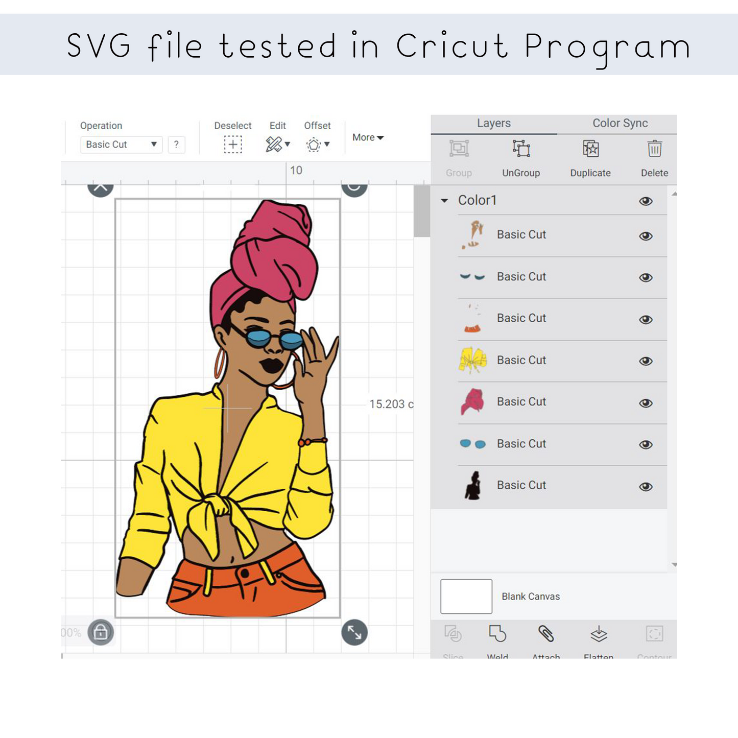 Black Woman with Headwrap and Sunglasses layered SVG files for Cricut