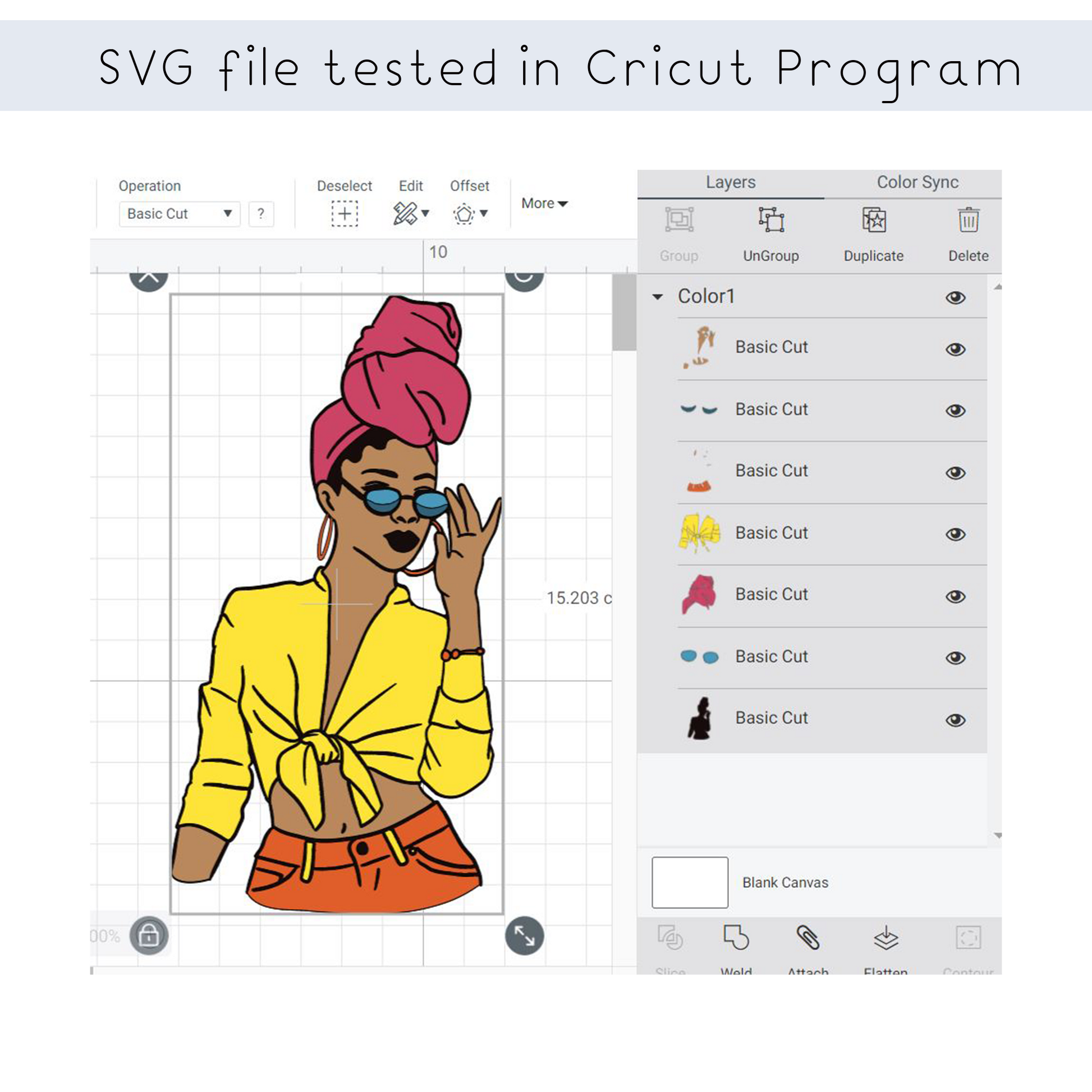 Black Woman with Headwrap and Sunglasses layered SVG files for Cricut