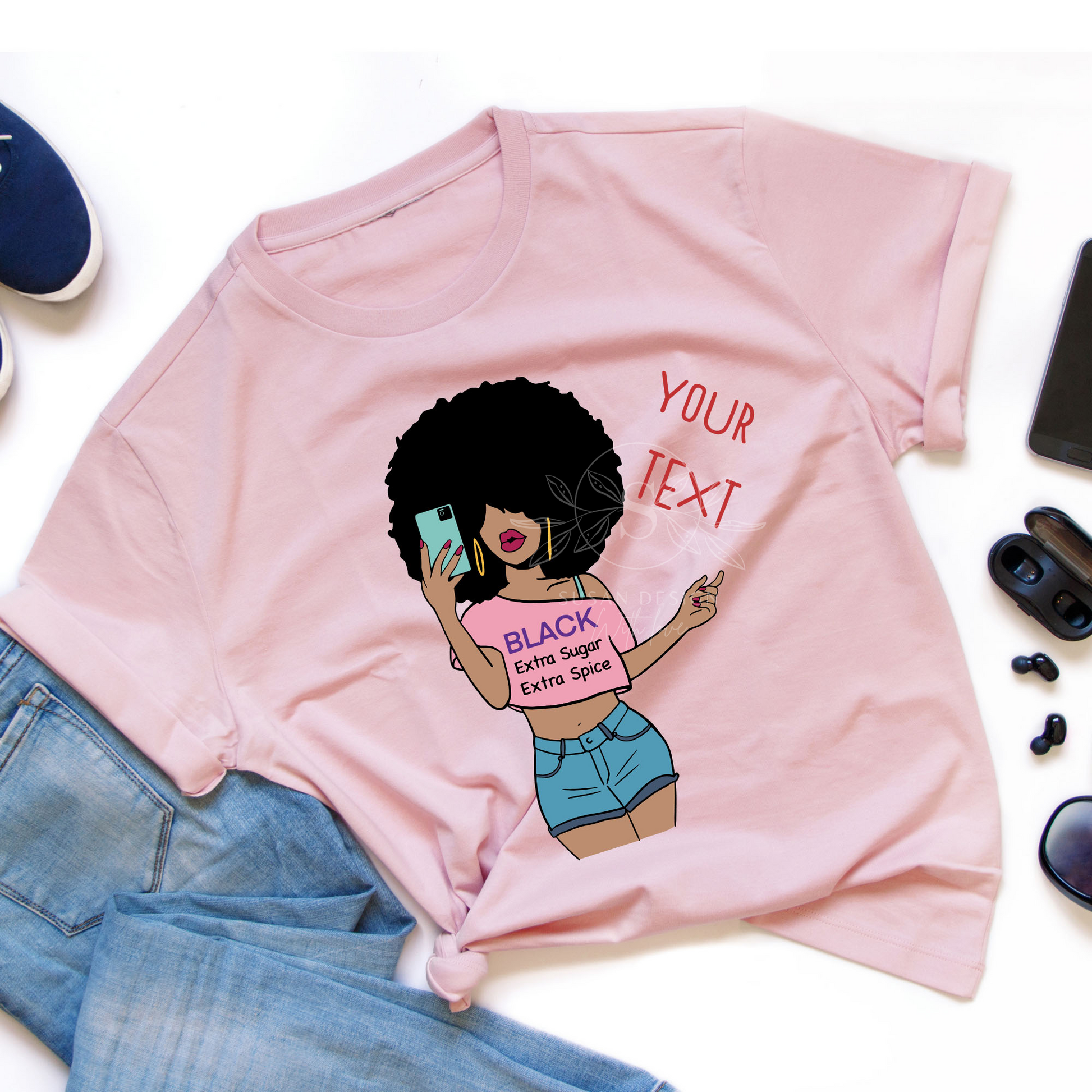 Afro Woman Sugar and Spice SVG shirt deisgn