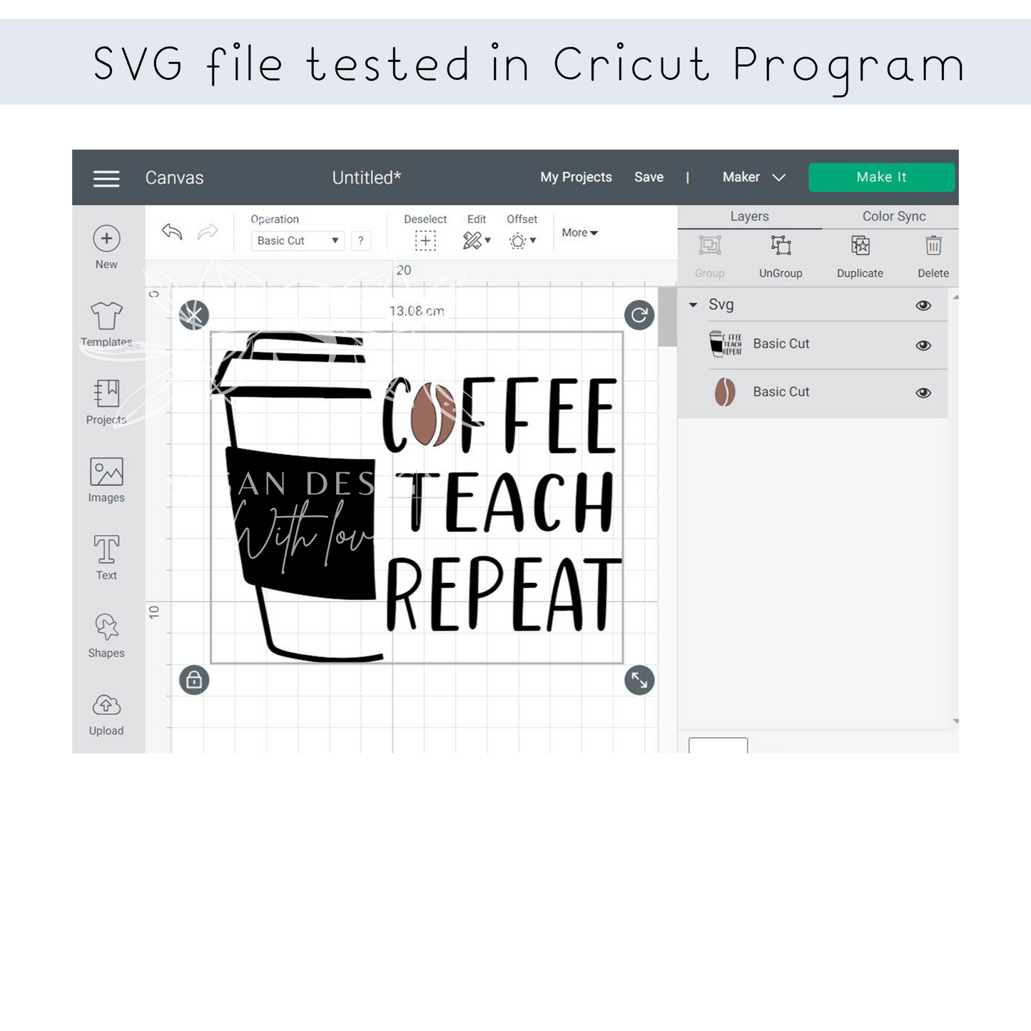 Coffee Teach Repeat, Teacher SVG