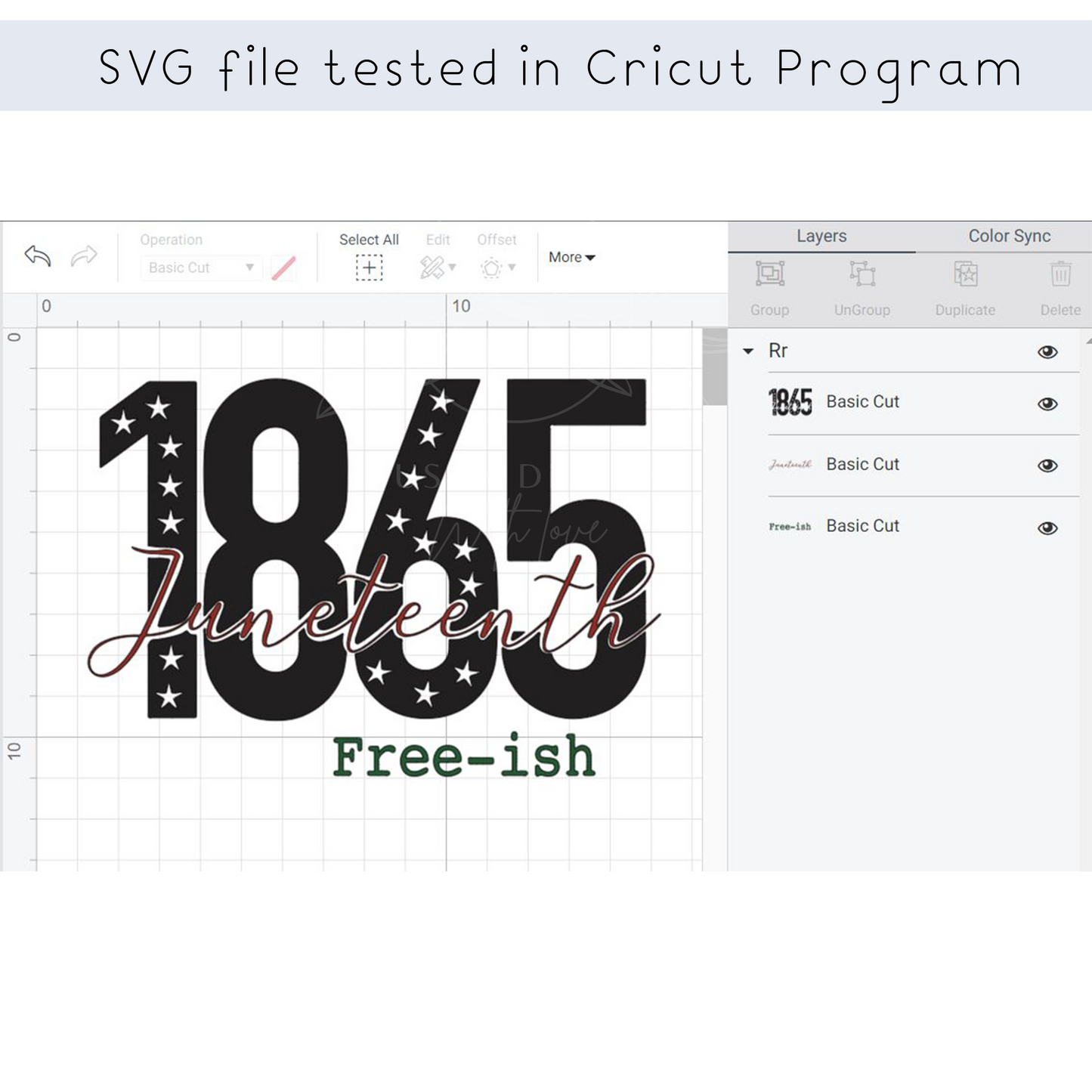 1865 Free-ish Juneteenth SVG file for Cricut