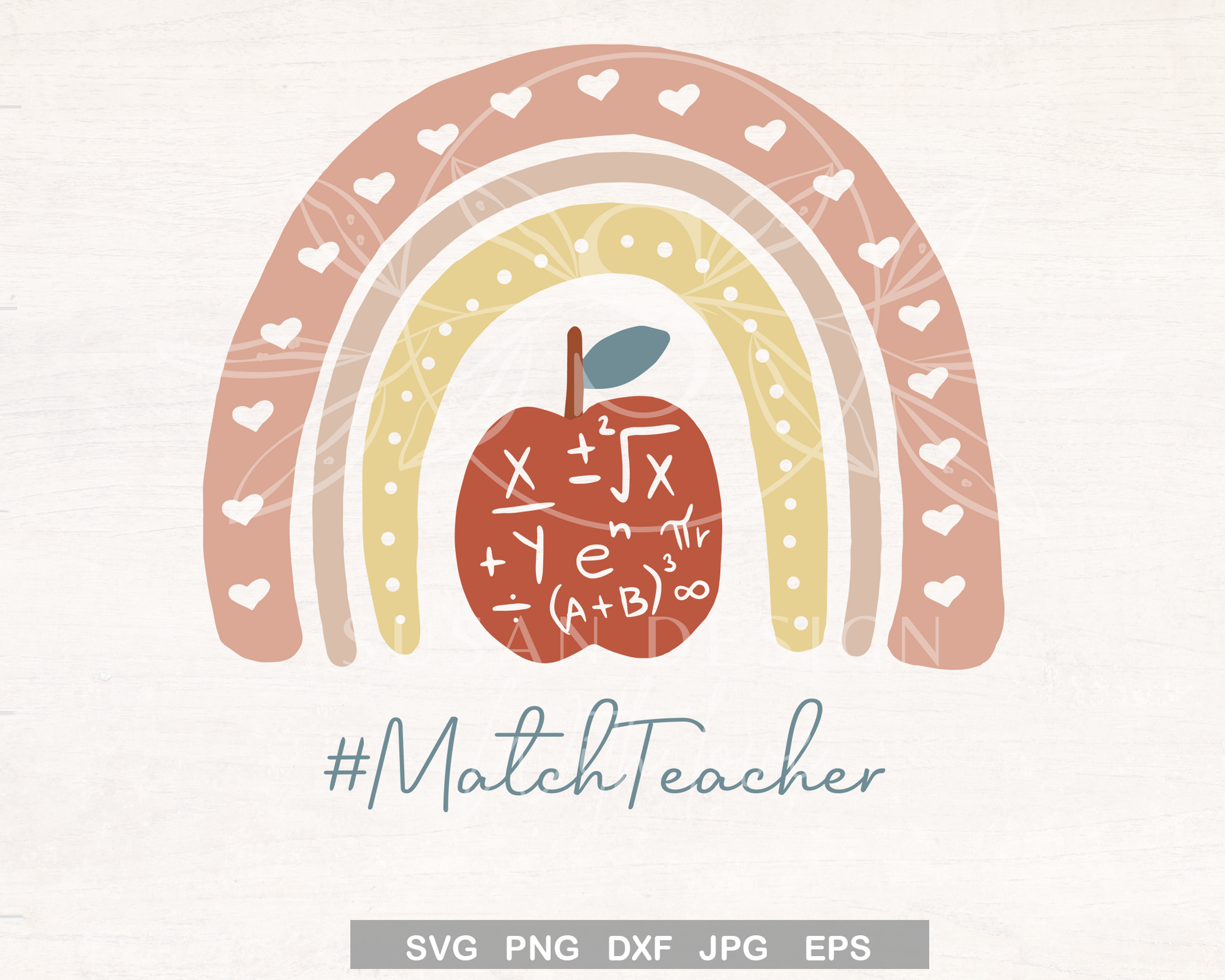 Match Teacher Boho Rainbow SVG