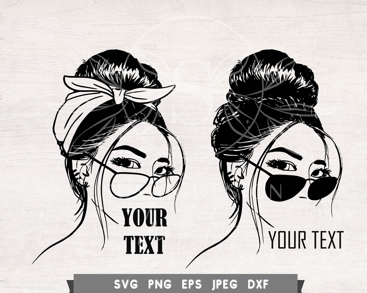 Messy Bun Eye Glasses and Glasses SVG Bundle