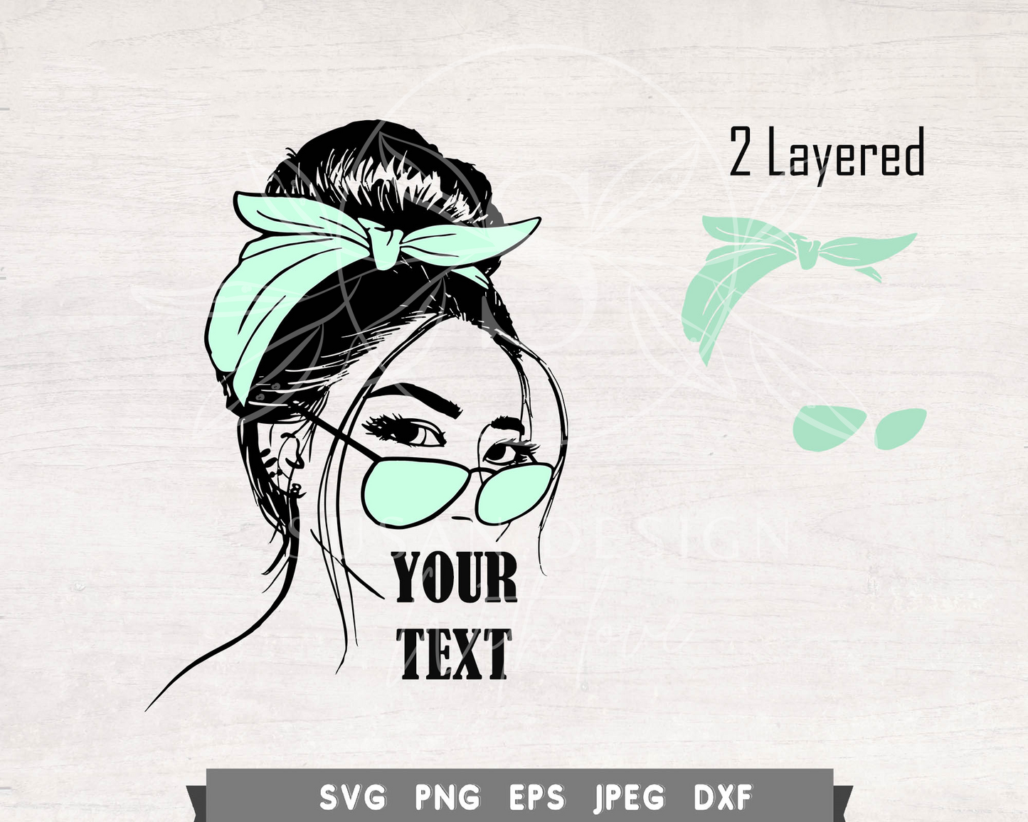 Messy Bun Eye Glasses and Glasses Layered SVG