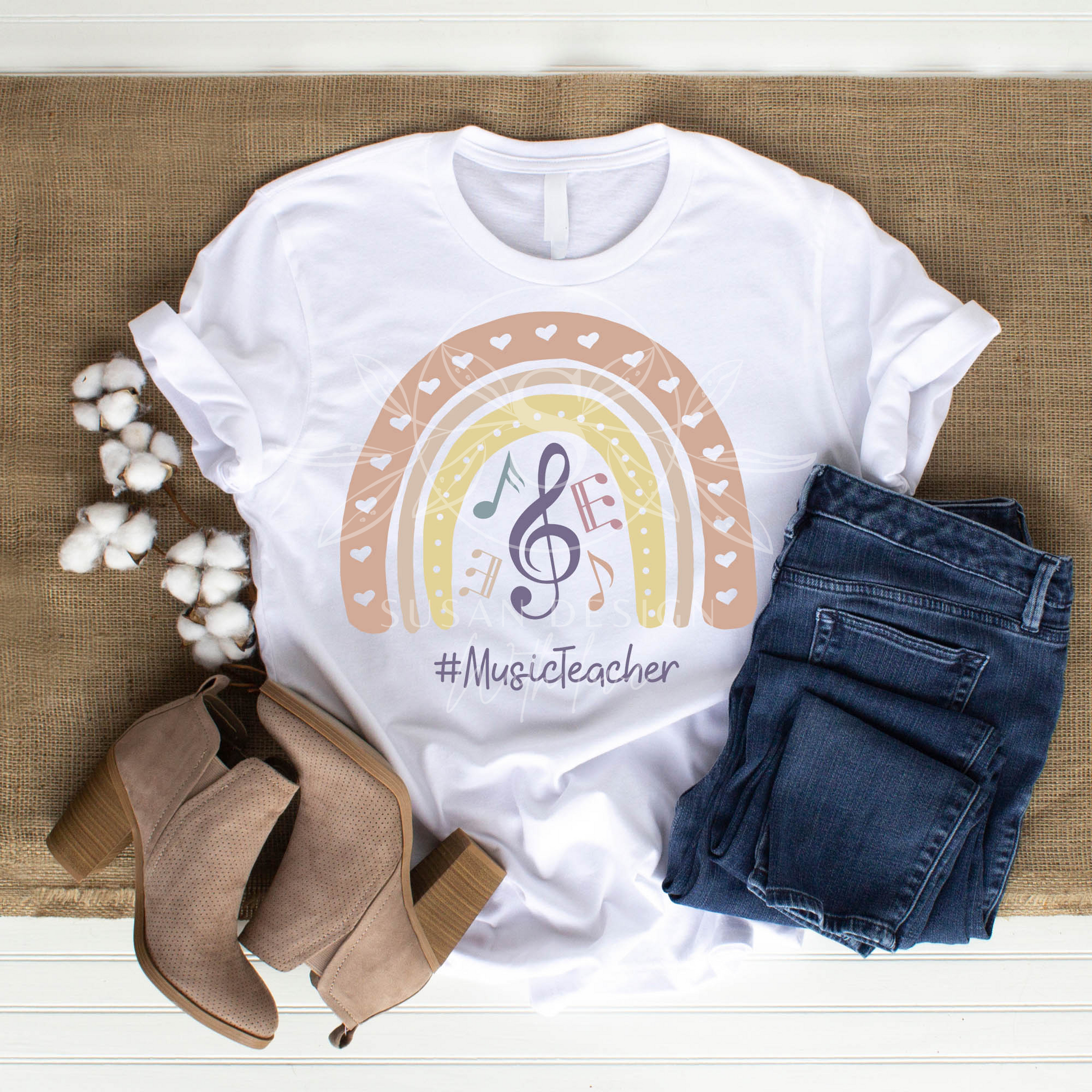 Music Teacher Boho Rainbow SVG