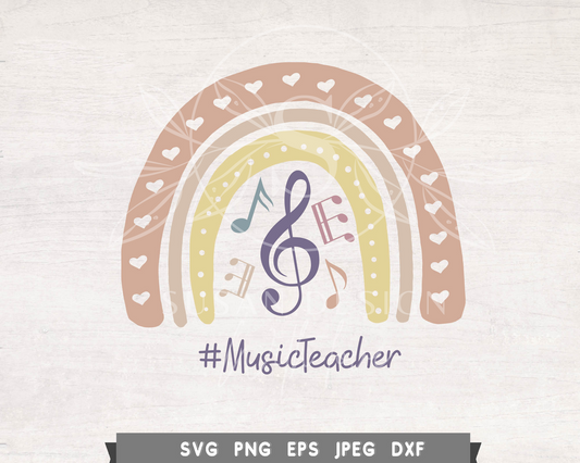 Music Teacher Boho Rainbow SVG