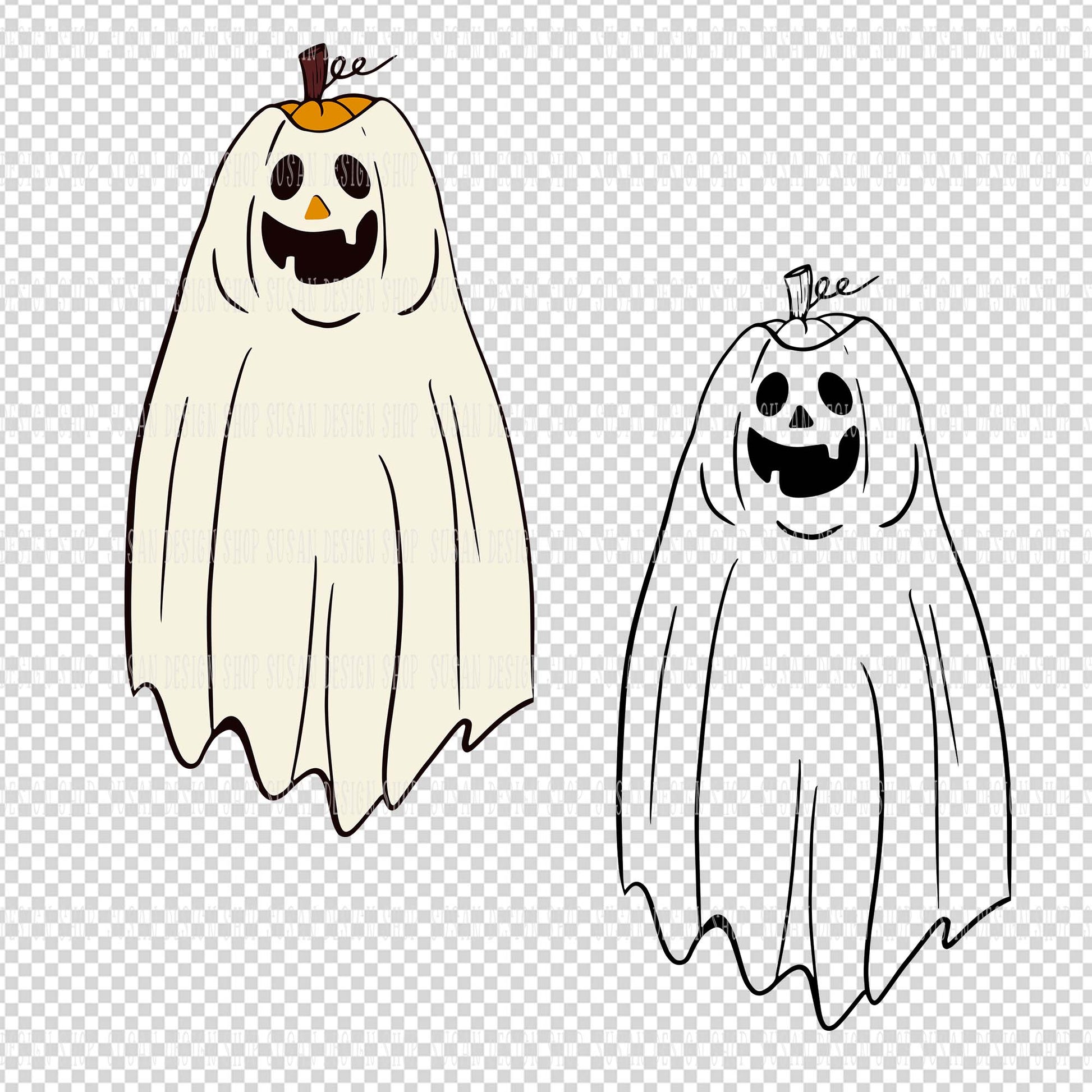 Cute Ghost Pumpkin Smailing SVG, Funny Halloween Design