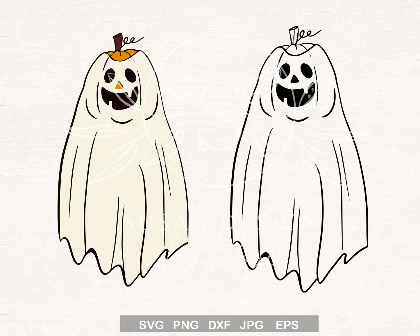 Cute Ghost Pumpkin Smailing SVG, Funny Halloween Design