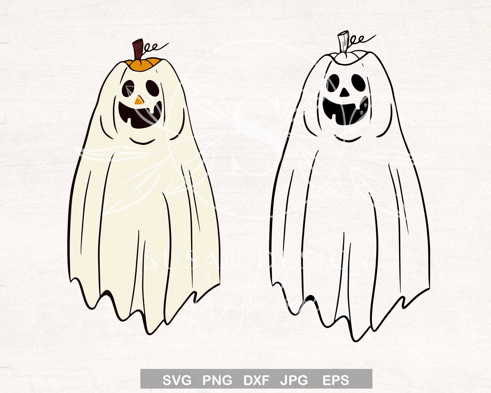 Cute Ghost Pumpkin Smailing SVG, Funny Halloween Design