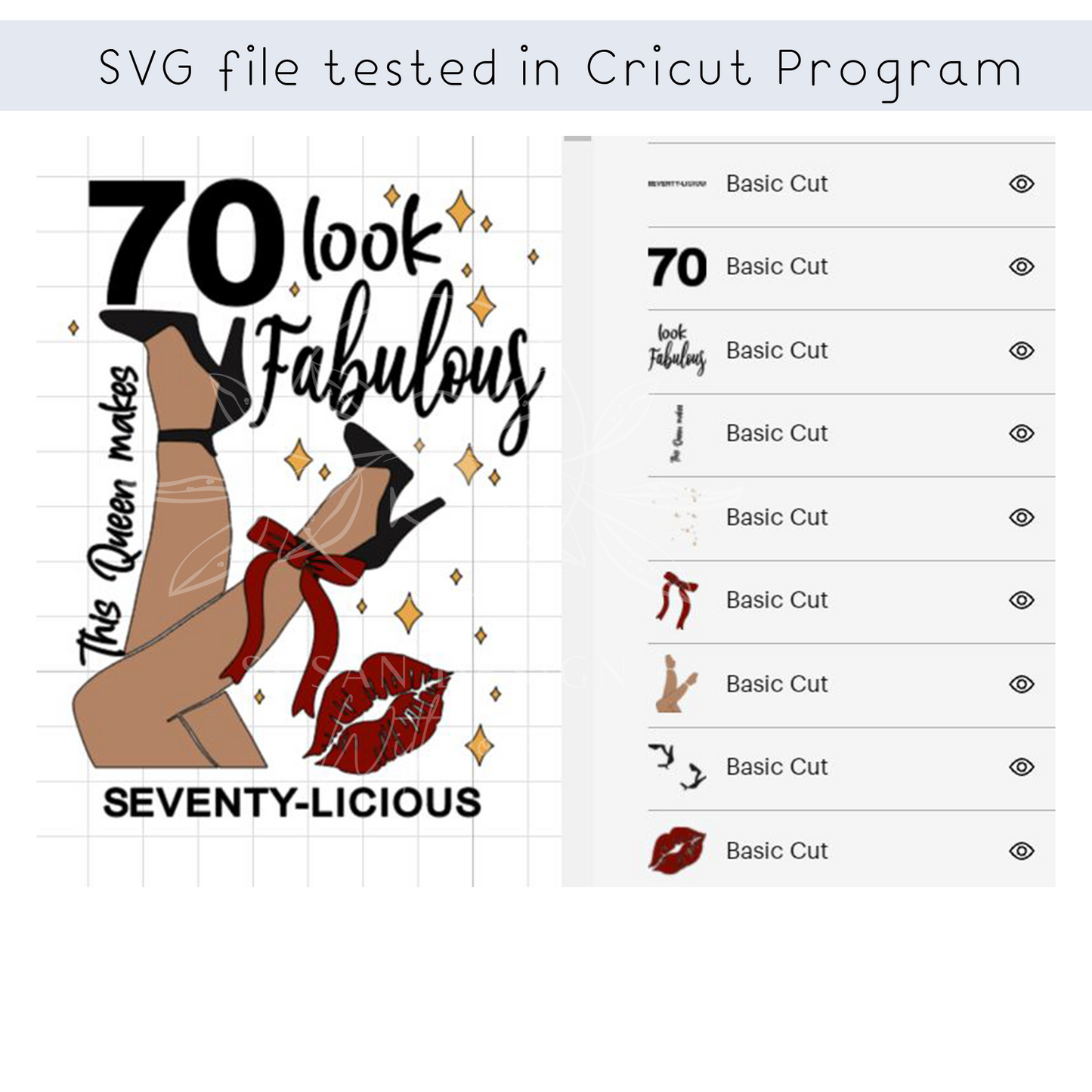 Seventy-licious, fabulous, 70th Birthday SVG