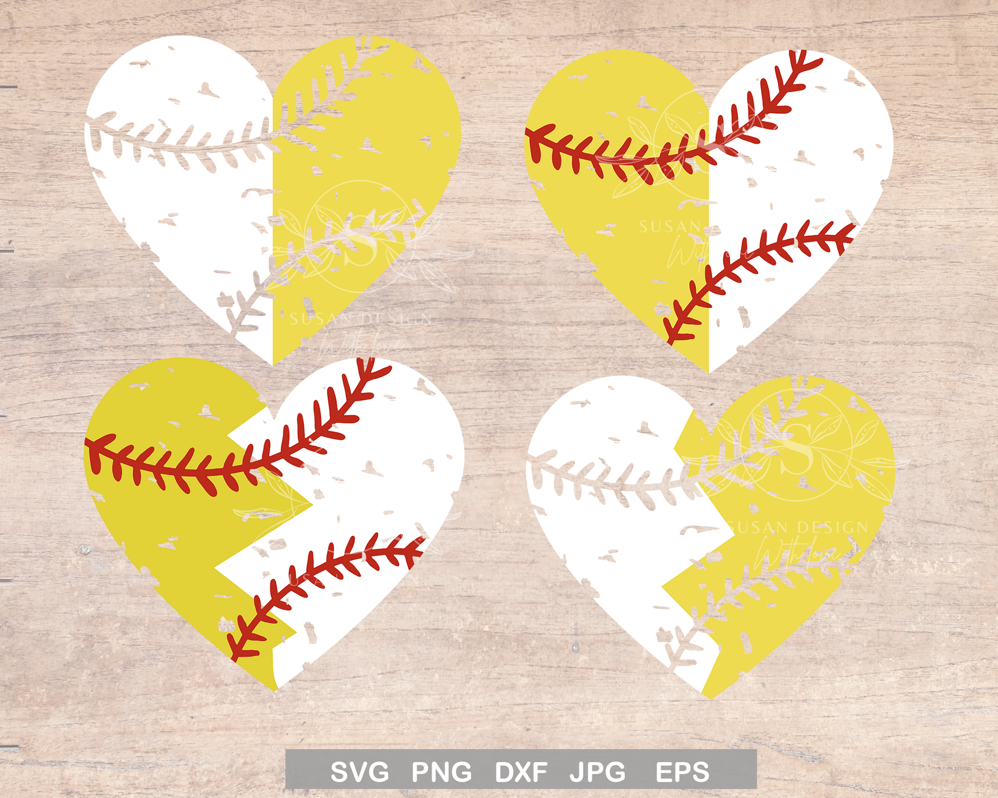 Softball and Baseball Heart SVG Bundle