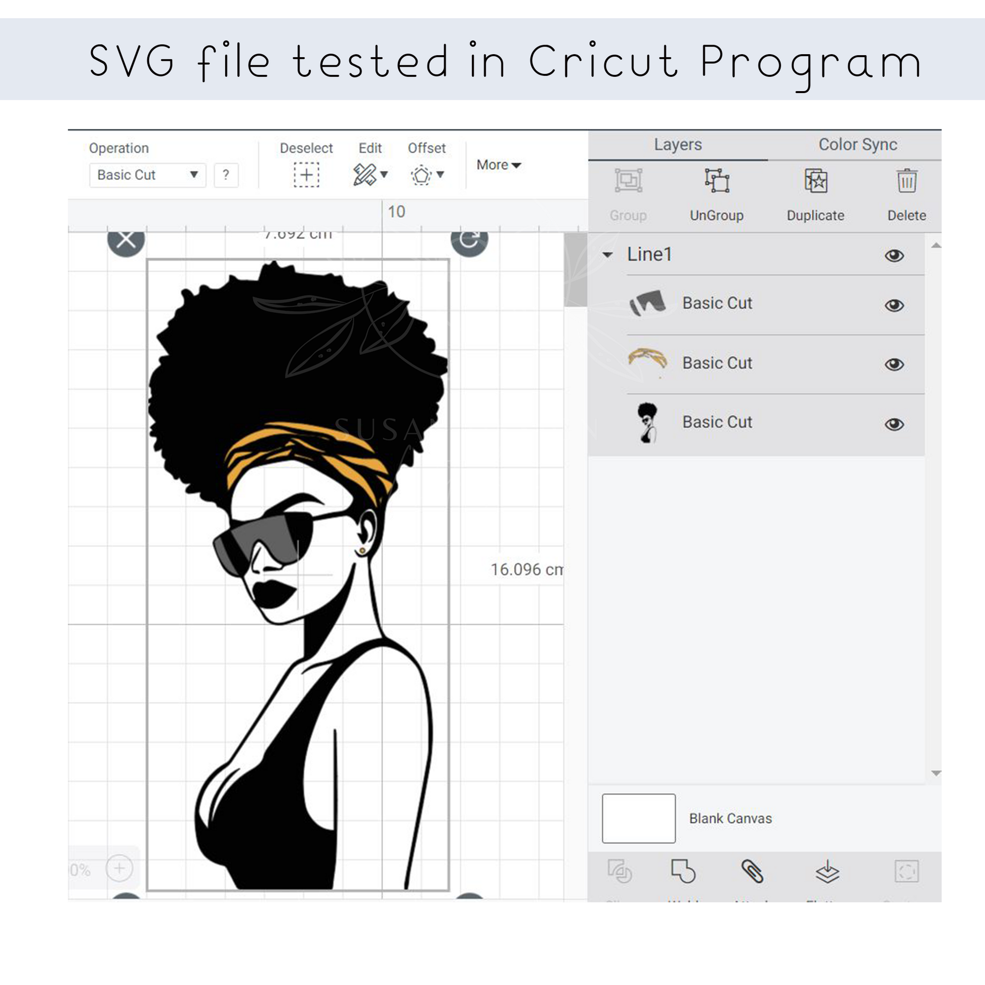 Dope Black Woman with Headwrap and Sunglasses SVG Line file for Cricut