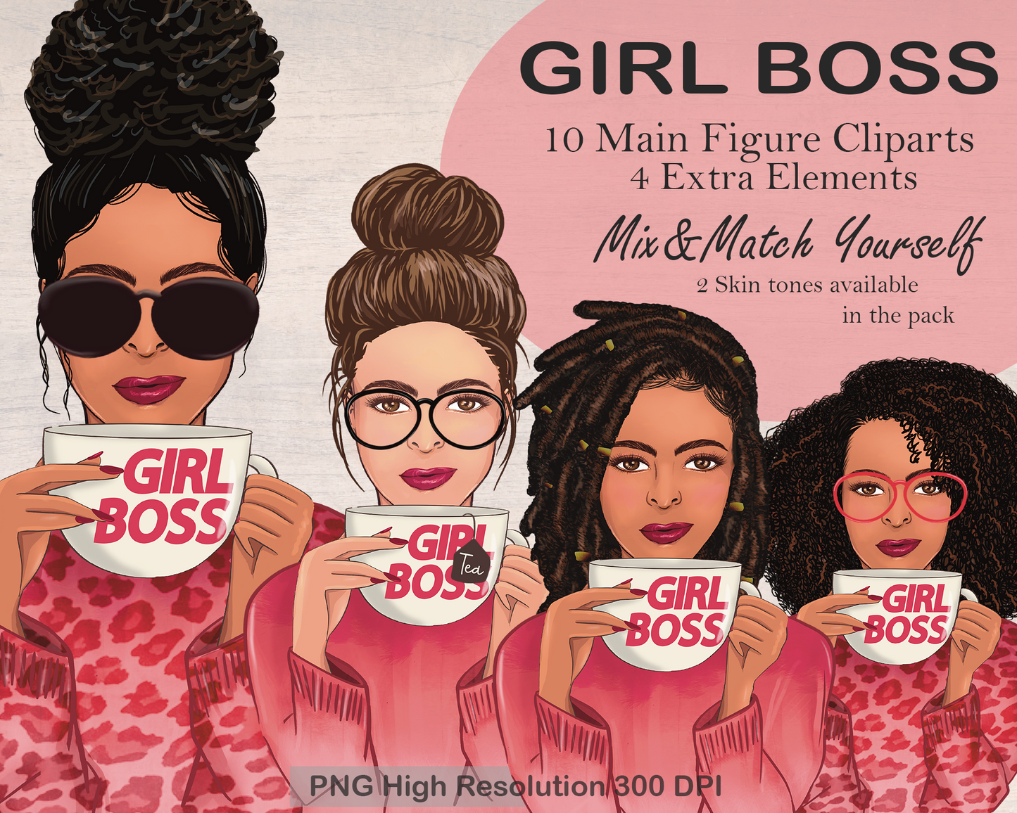 Girl Boss, in Pink Leopard cappuccino drink