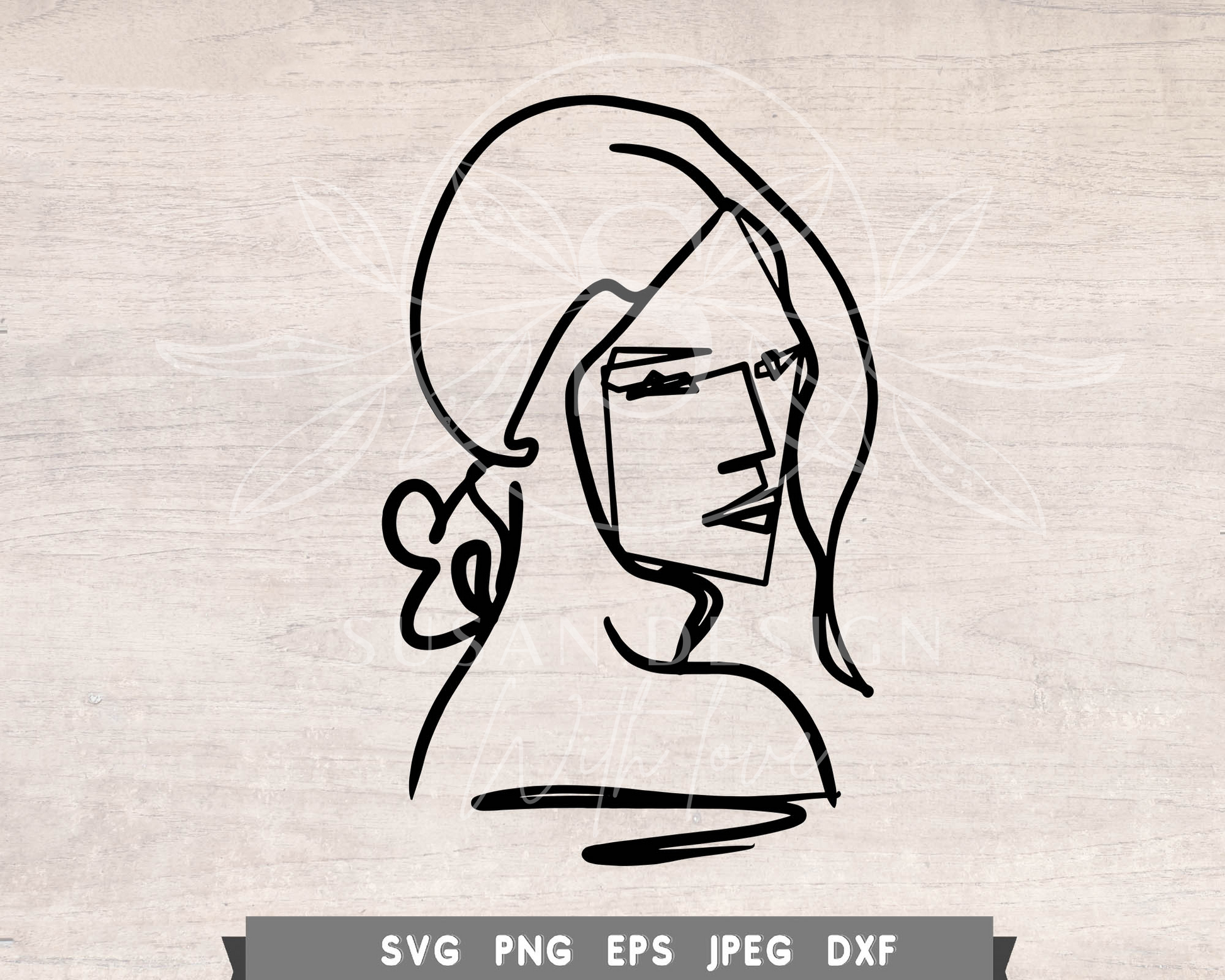 Messy Bun Minimal Line SVG