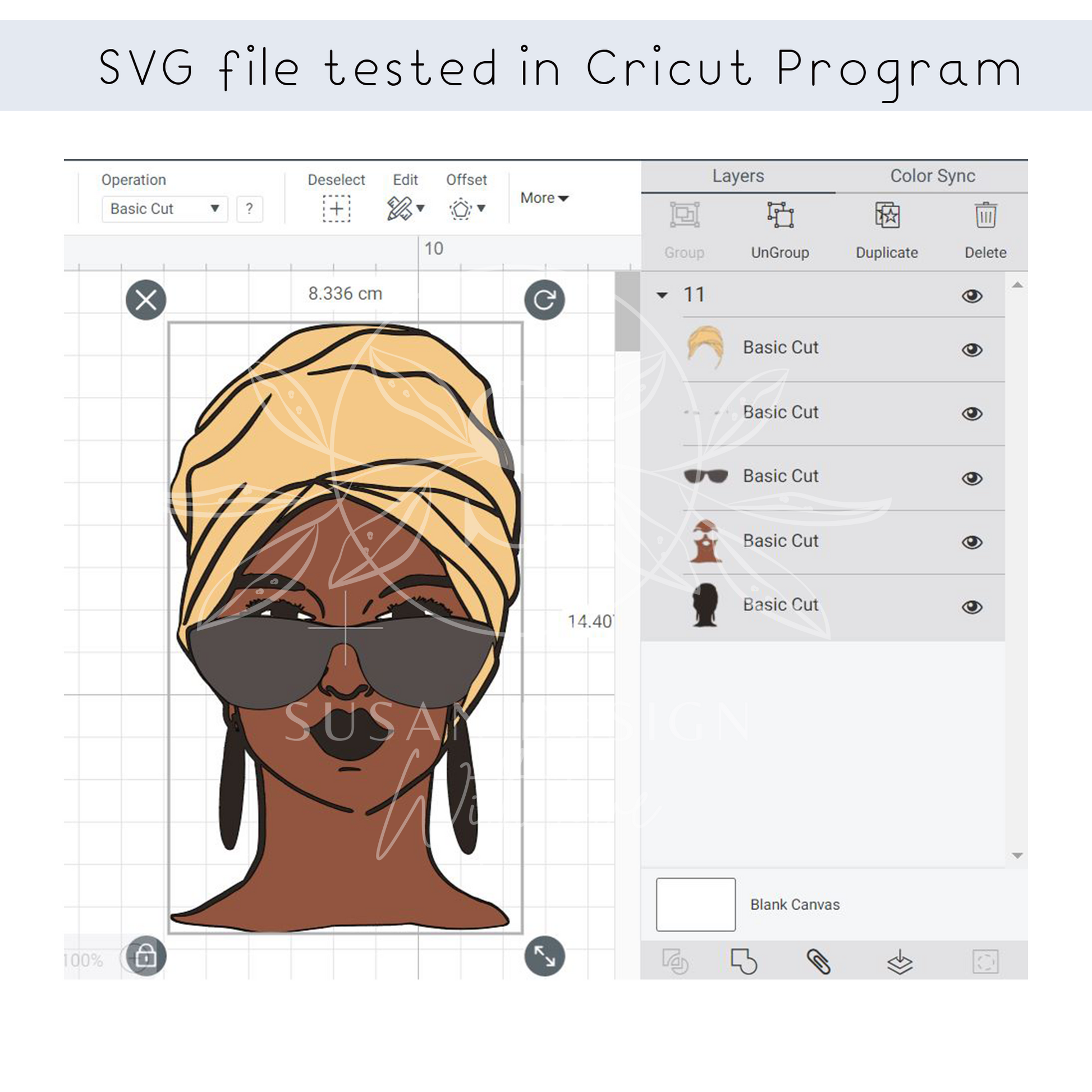 African Woman with Headwrap and Sunglass SVG files for Cricut