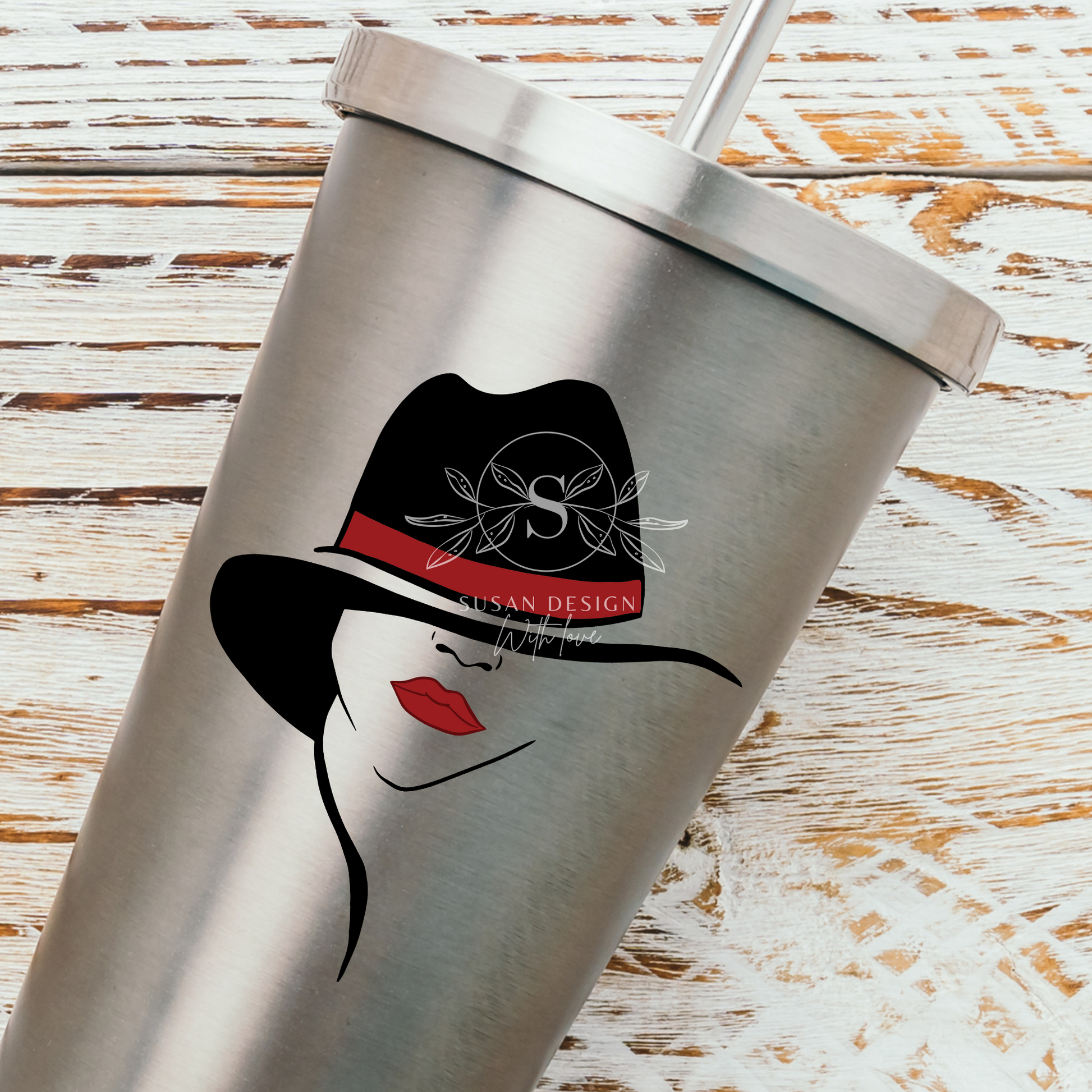 Black Woman Classic Look with Hat Red Lip SVG Bundle