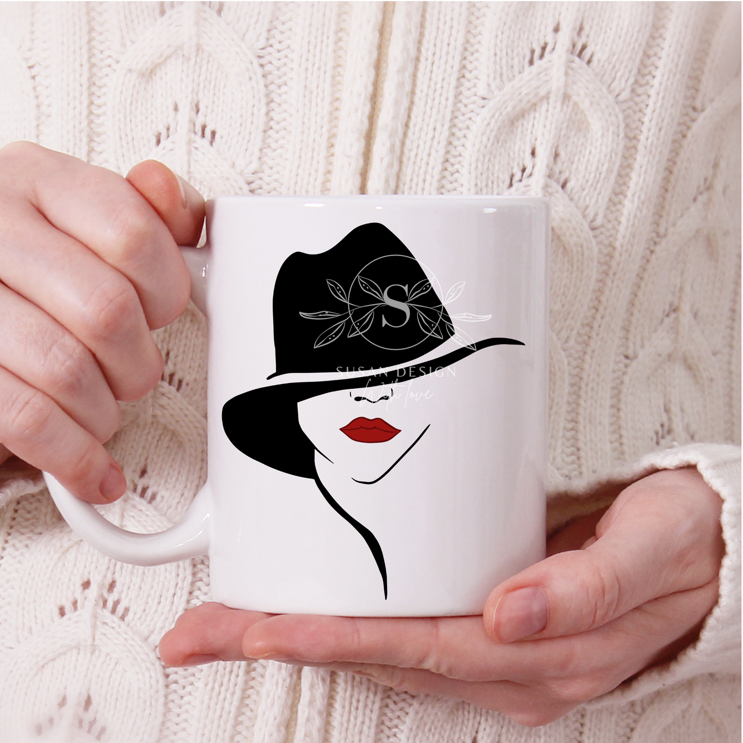 Black Woman Classic Look with Hat Red Lip SVG Bundle