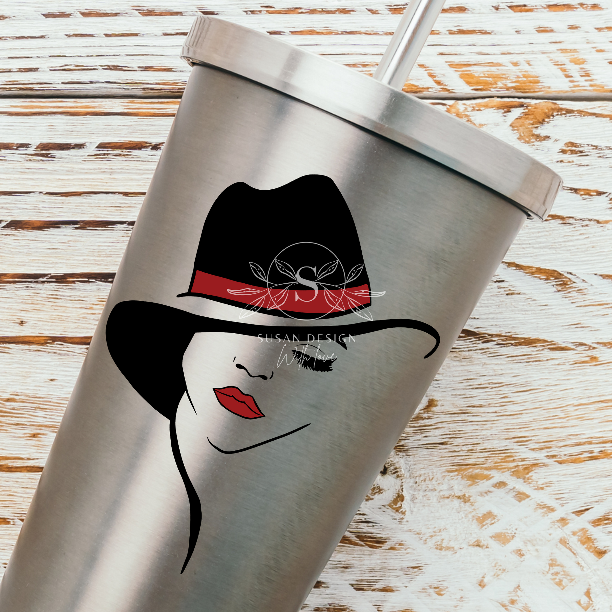 Black Woman Classic Look with Hat eyelash red lip SVG Bundle