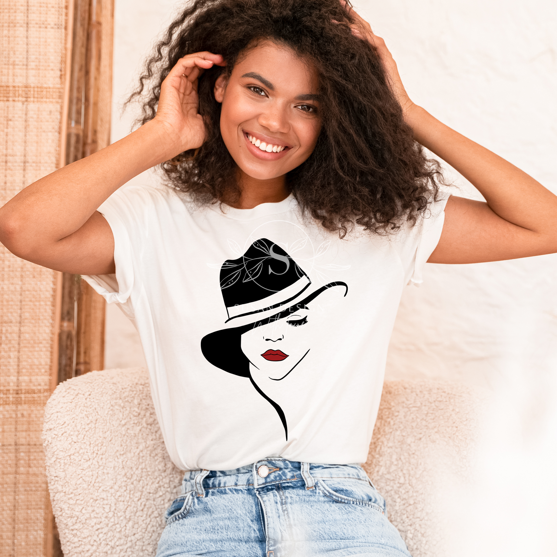 Black Woman Classic Look with Hat eyelash red lip SVG Bundle