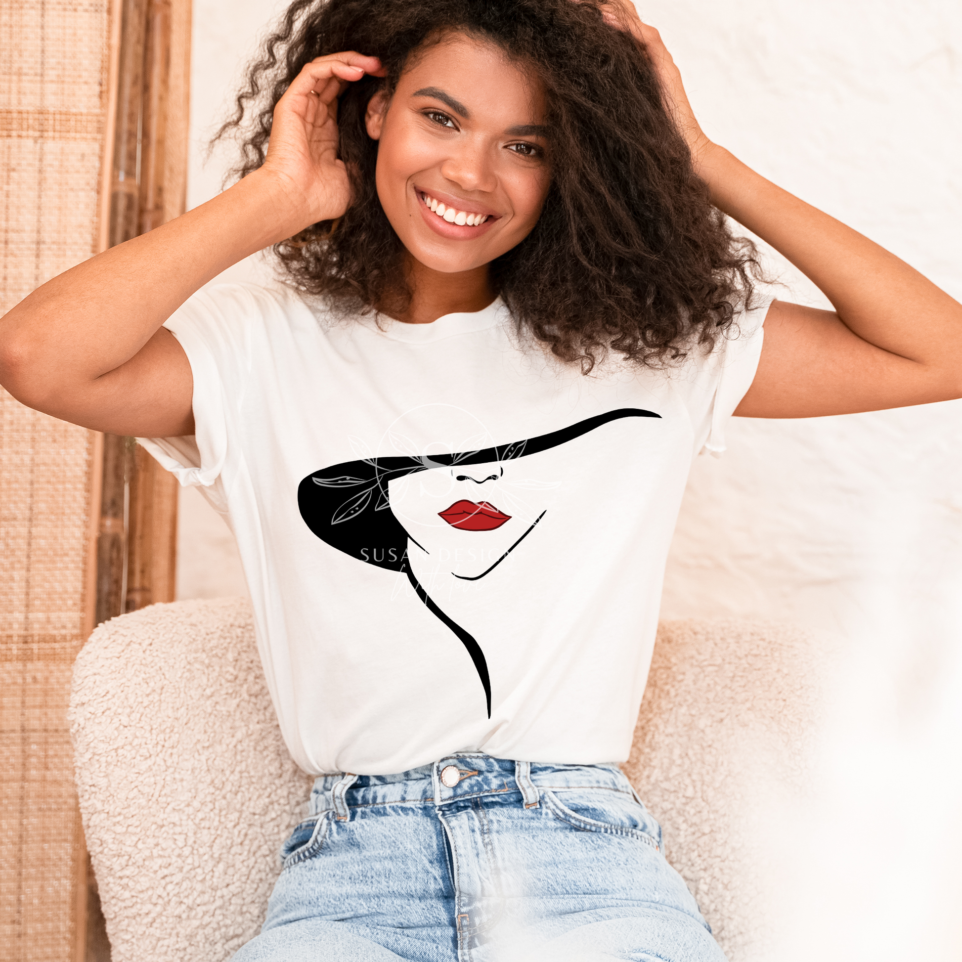 Black Woman Classic Look with Hat red lip SVG Bundle