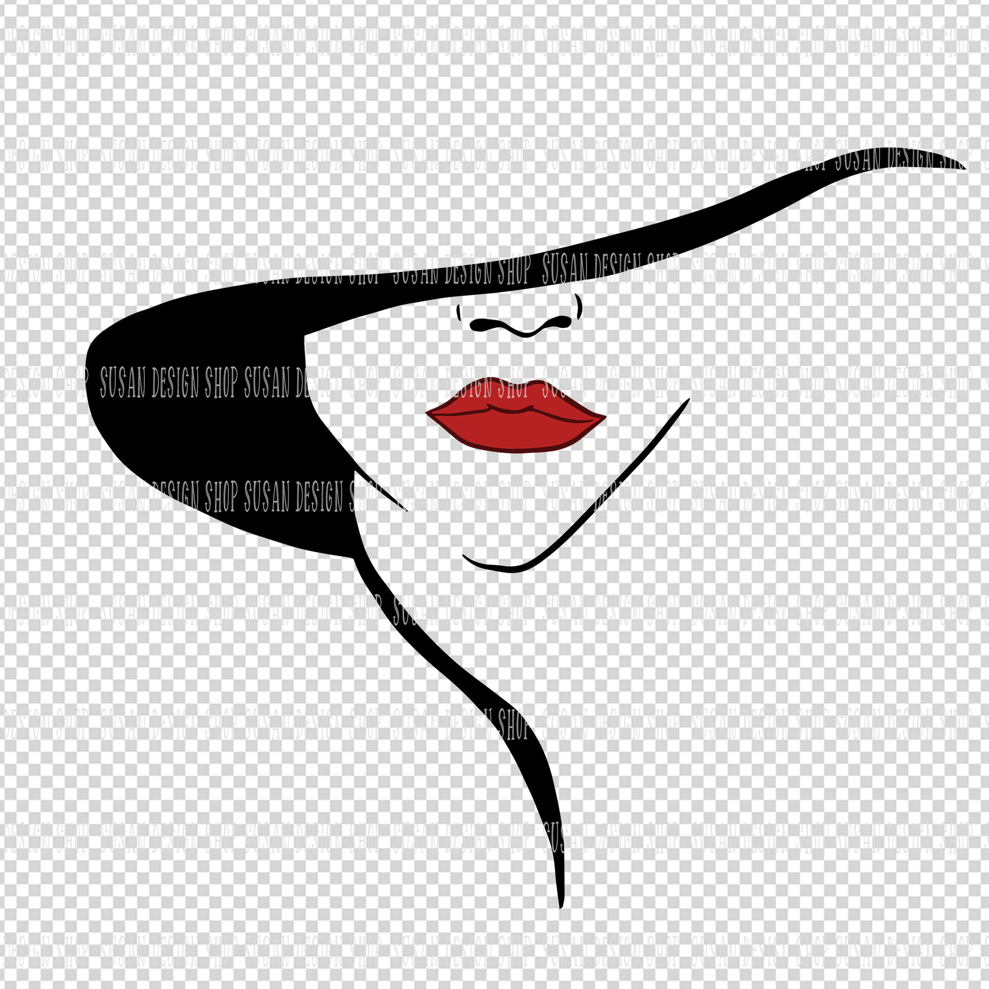 Black Woman Classic Look with Hat red lip SVG Bundle