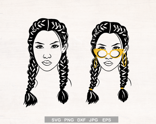 Black Woman with Braid SVG